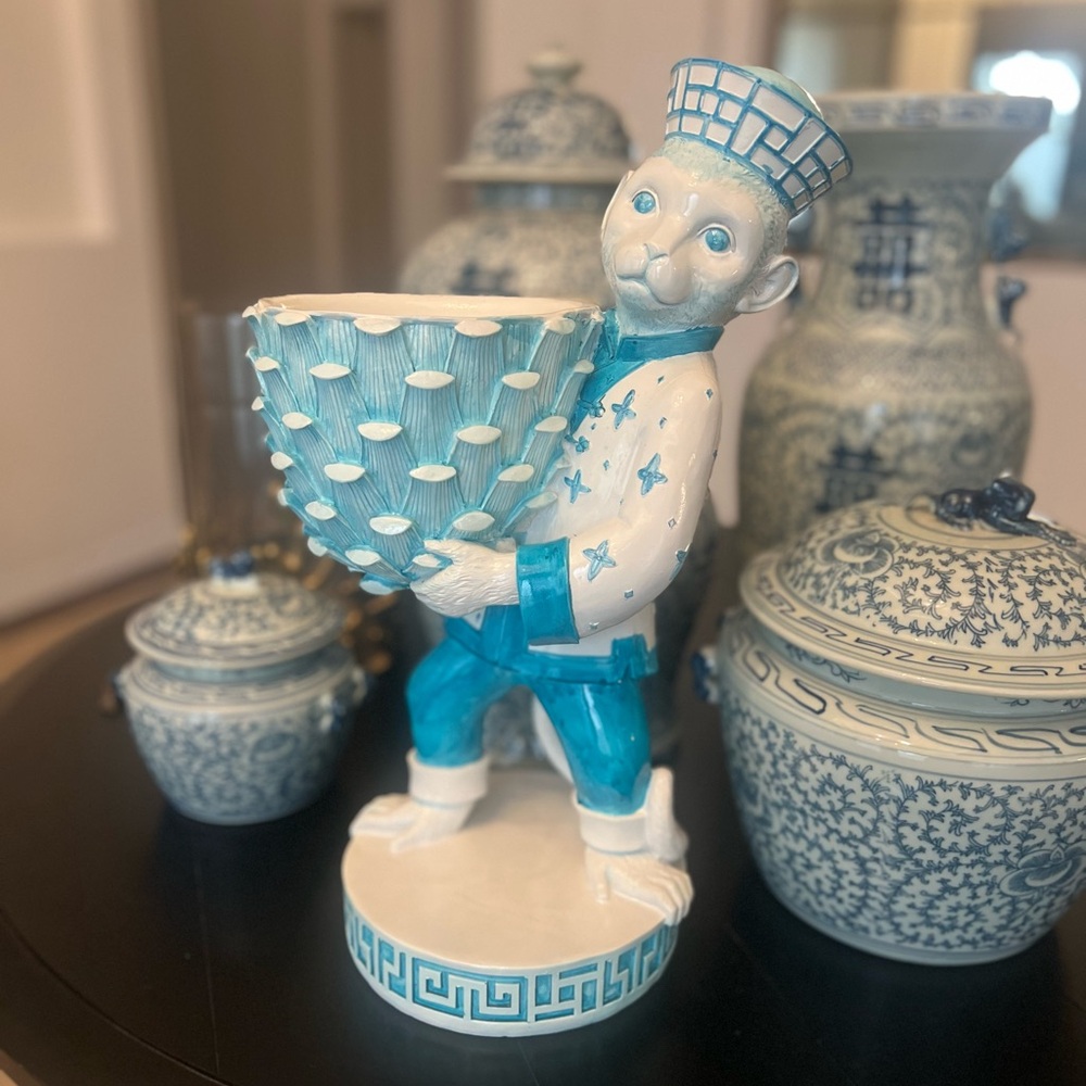 Chinoiserie Monkey Statue Planter